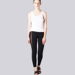 David Lerner Mesh Racing Side Stripe Black Leggings XS